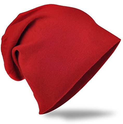 Miobo Jersey Slouch Beanie Unisex Herren Damen Mütze Trend Rot-M