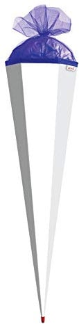 ROTH Bastel-Schultüte groß weiß - 85 cm 6-eckig - extra stabil durch Rot(h)-Spitze mit blauem Tüll-Verschluss