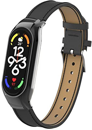BDIG Ersatzbänder Kompatibel für Xiaomi Mi Band 7 Leder Armband, Mi Band 7 Armband Leder Verstellbares Strap Ersatzband Zubehör mit Xiaomi Mi Smart Band 7