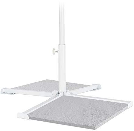 Relaxdays, blanc Pied, Porte Parasol, tige 35 mm, Socle Support en Croix, Terrasse, Jardin, Balcon