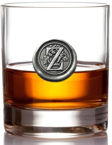 English Pewter Company 11oz Whisky Glass Tumbler with Monogram Initial - Personalised Gift with Your Choice of Initial (Z) [MON126]