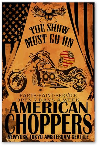 Postereck - 1973 - American Choppers, Motorcycle Bike NY USA Slogan – Slogan Lettering Wall Art, Vehicle Print - ISO A - 8.3 x 11.7 in