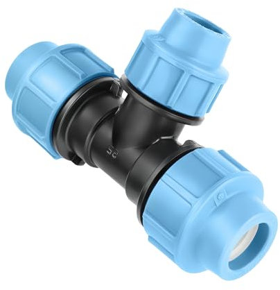 HYDROBIL Raccord de Plomberie MDPE pour Tuyaux d'Eau, Raccord en T 25mm x 20mm x 25mm, pour Tuyau MDPE en Plastique, 16 Bar, Température Max. 45°C, Raccords à Compression