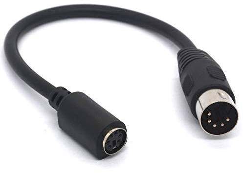 5 Pin DIN to PS/2 Cable Adapter, 5 Pin MIDI Male to 6 Pin Mini Din Female Adaptor for Mouser AT Keyboard