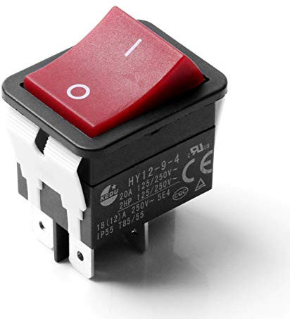 Huayu Interrupteur à bascule 4 broches IP55 T85 - Rouge, noir, blanc - Bouton-poussoir - Manuel