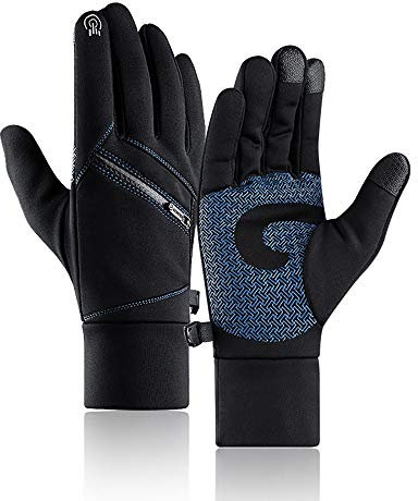 JTIAN Guanti da Corsa Unisex Touch Screen Guanti Sportivi Antiscivolo Guanti Invernali per Corsa Guida Escursionismo Ciclismo (Blue,M)