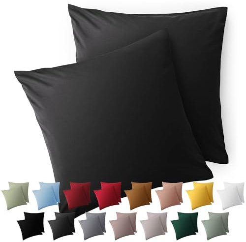 Blumtal Kissenbezug 60 x 60, 2 Stück - Oeko-TEX zert. Kissenbezüge 100% Mikrofaser in extra weich & waschmaschinenfest - Bezug Kissen 60x60 Anthrazit