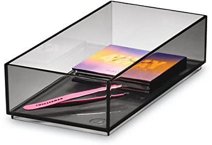iDesign Signature Series by Sarah Tanno Cosmetic Drawer Organizer, Smoke/Matte Black, 10.16/20.32/5.08