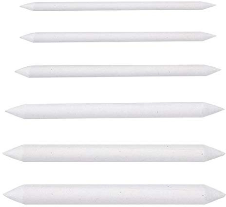 6 Pcs Blending Stump Paper Tortillon Set Double Ended Art Blender Pencil Detail Blending Smudging Shade Blenders Sticks for Drawing DIY Sketch Painting Artist Student Beginner, Assorted Size, White