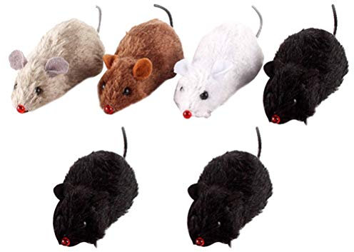 Balacoo 6pcs Wind- up Stuffed Mouse Toy Plush Clockwork Mouse Toys Cat Tease Toy Pet Supplies (Random Pattern) Cute toys
