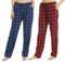 YUSHOW Lot de 2 Bas de Pyjama Femme Coton en Flanelle à Carreaux Ultra Doux Pantalon Pyjama Flanelle avec Poches, Bleu à carreaux noirs + carreaux rouges (lot de 2), L