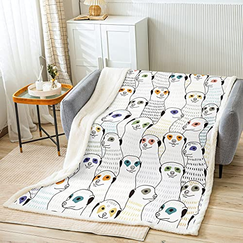 Homemissing Kinder Erdmännchen Decke 130x150cm für Jungen Mädchen Karikatur Wildtier Kuscheldecke Niedlich Südafrikanisches Mungo Wohndecke Kinder Schlafzimmer Dekor Flanell Fleecedecke