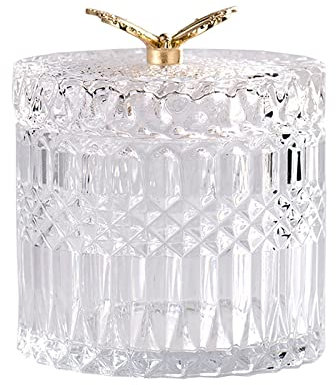 Clear Glass Candy Jar with Lid, Candy Jars for Parties, Butterfly Shape Crystal Candy Dish, Sweet Jars for Candy Buffet Glass, Decorative Sugar Bowl Cookie Jar for Party Wedding Christmas, 8.5*8.5 cm
