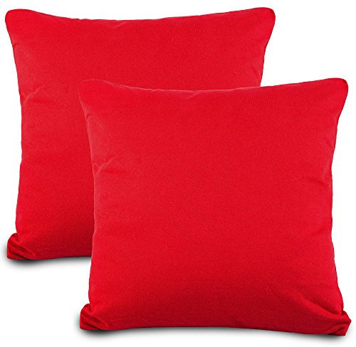 aqua-textil Classic Line Kissenbezug 2er-Set 65x65 rubinrot Baumwolle Kissen Bezug Reißverschluss Jersey Kissenhülle