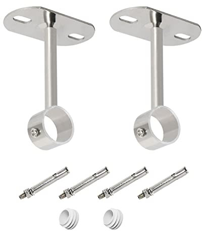 Ohamtes 2Pcs ID25mm (1), L100mm, Clothes Rail mounting Bracket, Shower Curtain Closet tie Rod Support Frame, Curtain Rod Flange Socket, Suitable for Ceiling or Wall mounting