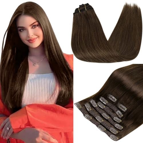 RUNATURE Extension Cheveux Naturel Clip Brun 7Pcs 80g 25cm Court Extension Cheveux #4