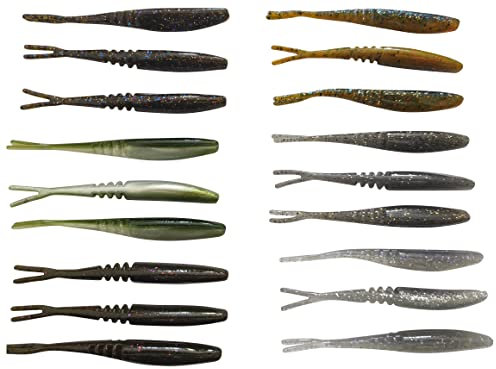 SANDAFISHING Gummiköder Set Barsch Zander - Split Tail Minnow 3,75 ShadXperts No Action Gummifische für Cheburashka Rig Drop Shot Shad Angeln am Offset Haken Raubfisch 9 cm (Mix 9cm Set 1)