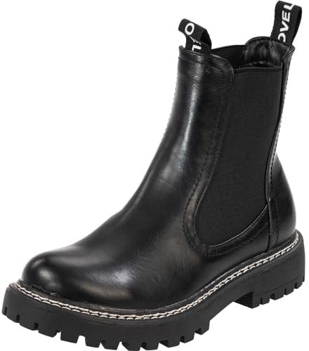 Palado Chelsea Boots Damen Dedej - bequeme Boots - leicht gefütterte Stiefel für Herbst & Winter - modische Stiefeletten Schwarz UK5,5 - EU38