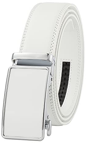 guvoosm Gürtel Herren,Leder Automatik Gürtel Für Herren Business Anzug -3,5cm Breite-2007-140-White