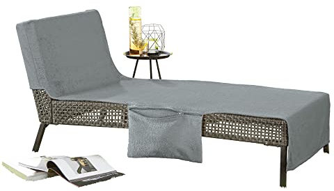 Erwin Müller Liegetuch, Strandtuch, Badetuch, Schonbezug mit Tasche hellgrau Größe 70x200 cm - saugfähig, formstabil, Kapuze für besseren Halt