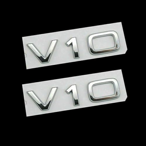 2X Silber V10 Emblem Aufkleber Logo Kofferraum Abzeichen Aufkleber für A6 R8 V10