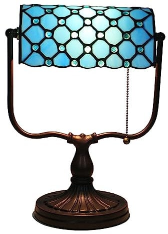 Uziqueif Tischlampe Grün, Tiffany Tischlampe, Schreibtischlampe Retro, Lampenschirm Aus Glas, Bürotischlampe, Nachttischlampe Für Schlafzimme,B
