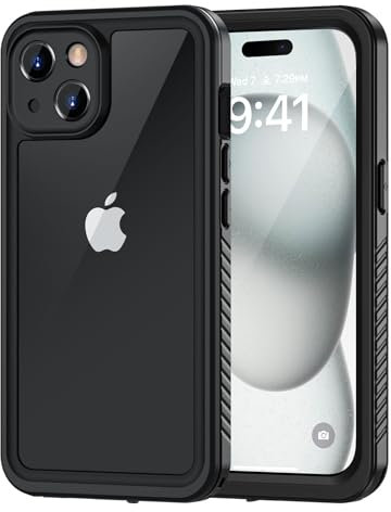 Lanhiem for iPhone 15 Plus Case, IP68 Waterproof Dustproof Shockproof 15 Plus Cases with Built-in Screen Protector, Full Protective Front and Back Cover for iPhone 15 Plus - 6.7 inch (Black/Clear)