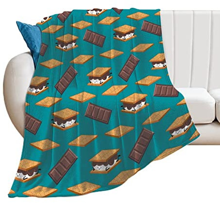 Sofaüberwurf Decke Marshmallow-Schokoriegel Und Graham Cracker Fleecedecke Warme Microfaser Bettüberwurf Für Erwachsene Bett Mädchen 40X50