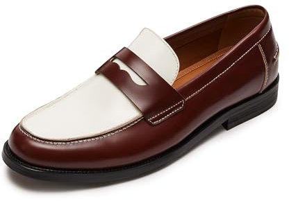 Steve Madden Natan Penny Moc Uomo, Marrone/Bianco, 42 EU