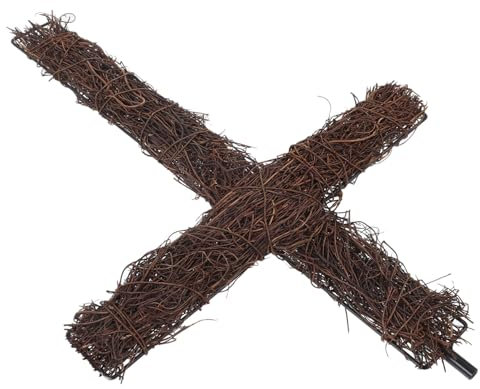 Cabilock Croce in Rattan Decorazione Murale Trasversale Paletto Di Ghirlanda a Forma Di Croce Ghirlanda Croce Decorativa Cornice a Ghirlanda in Metallo a Croce Ghirlanda Di Rami Ramo