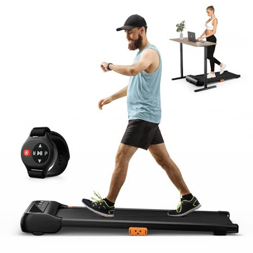 GYMAX 2-in-1 Laufband unter dem Schreibtisch mit Fernbedienung & LED-Bildschirm, Laufmaschine mit 12 voreingestellte Programme, 2,25 PS & 1-6,5 km/h, kompakte Gehmaschine für Zuhause & Büro