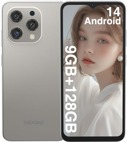 DOOGEE N55 Teléfono Móvil Libre 2025, Smartphone Android 14, 9GB+128GB/1TB, 6.56 Pantalla HD+90Hz, Cámara13MP, Batería 5150mAh, 4G Dual SIM 2.4G/5G WiFi OTG, Natural