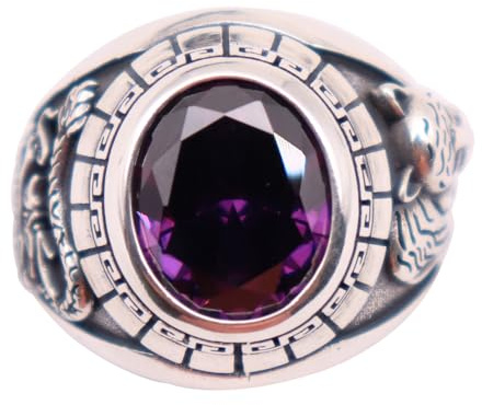 Bague rétro en argent sterling 925 avec pierre bijoux punk pour homme