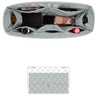 KINGS IN BAG Klassischer Taschen-Organizer-Einsatz, kompatibel mit Chanel Classic Flap Medium, leichter Taschenformer (Peral Grey, CF Medium)
