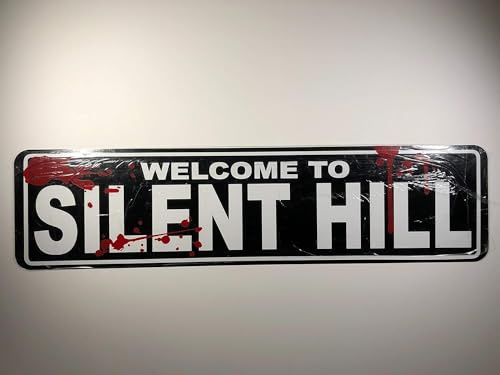 Retro Metall-Blechschild Welcome to Silent Hill Bloody Metallschild für Cafés, Bars, Pubs, Laden, Wanddekoration, lustige Retro-Schilder, 15,2 x 40,6 cm