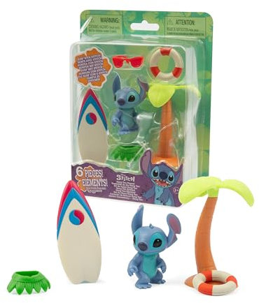 Giochi Preziosi Stitch Stich - Playset à thème Surf, Comprend Stich de 5 cm, Contient Une Planche de Surf et de Nombreux Accessoires pour créer des Aventures Amusantes pour Les Enfants à partir de 3