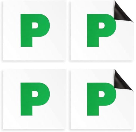 Parthan 4 Pcs P Plates Magnetic P Plates New Driver Whole-Magnetic Plate New Driver Sticker P Sign for New Driver for Car Vehicles without Scratching Painting off (COLOUR:green)