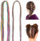 62 Stück Haarzöpfe Haarwickelschnur Farbverlauf Hair Tinsel Glitzer Haarsträhnen zum Einflechten Bunte Haarsträhnen Kinder Haarlametta Haarschmuck Mädchen für Party Geburtstag