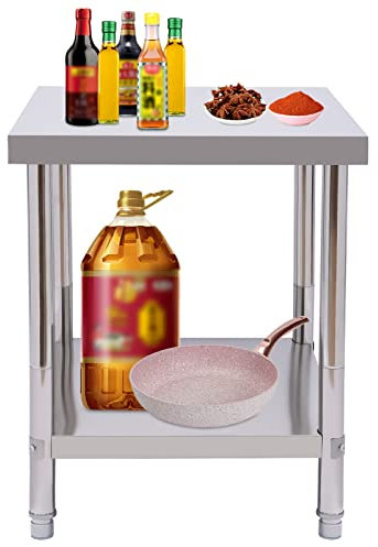 MINRS Arbeitstisch Küche 60 x 45 x 80 cm Edelstahltisch bis 300 kg belastbar Küchentisch Gastronomie Tische für Küchen Hotels Bäckereien Wäschereien Arztpraxen Tierkliniken Silber