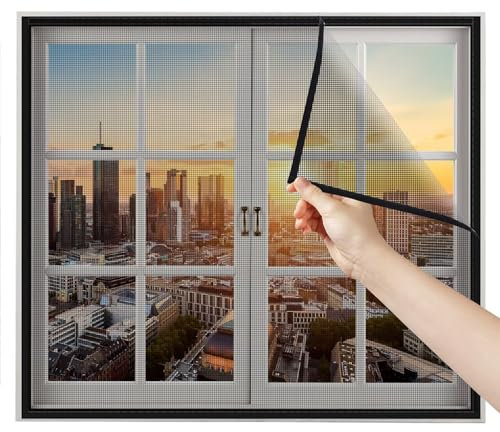 Moskitonetz Für Fenster Rollo 110x140cm Schwarz Insektenschutz füR Fenster mit Rahmen Fliegenvorhang TüR DraußEn window Net Insect