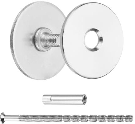 sourcing map Door Hole Cover Plate, 1-1/6 Dia Deadbolt Cover Plate Round Door Knob Hole Filler Plate Brushed Satin Nickel 1.38 Nut 3.54 Screws Silver Pack of 1