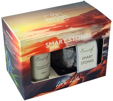 Corincraft Smart Aromatherapy Stones Gift Set - Essential Oil Blend for Focus & Energy - Stone Diffuser with 100ml Refresher Oil - Home Fragrance Gift - Natural Vegan