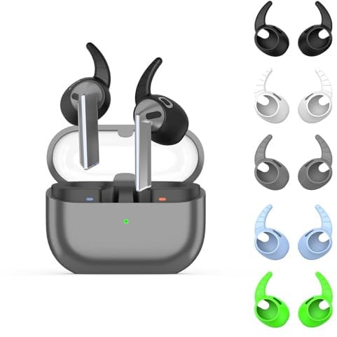 5 Pairs of Ear Hook Covers Compatible with Galaxy Buds 3, Silicone Ear Hook Non-Slip Earphone Covers, Ear Hook Covers for Samsung Galaxy Buds 3 (Black/White/Grey/Light Blue/Light Green)