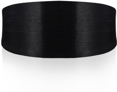 Lusofie Cummerbund for Men Adjustable Cumberband for Men Satin Black Cummerbund for Tuxedo Accessories Weddings Proms Parties Special Occassions