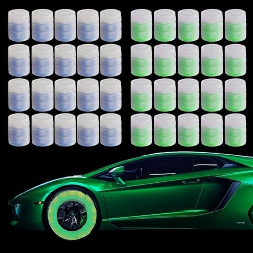 40 Stück Leuchtende Ventilkappen Auto 2-Farben LED Ventilkappen Auto Auto Leuchtende Ventilkappen Hochwertiges Abs-Material Fluoreszierender Effekt Geeignet für Autos Motorräder Fahrräder(Blau+Grün)
