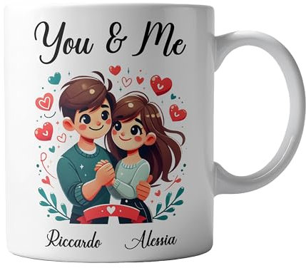 RP GRAFICA Tazza Personalizzata San Valentino con Nome - Idea Regalo San Valentino Regalo Anniversario per Lui Lei, Tazze Personalizzabili