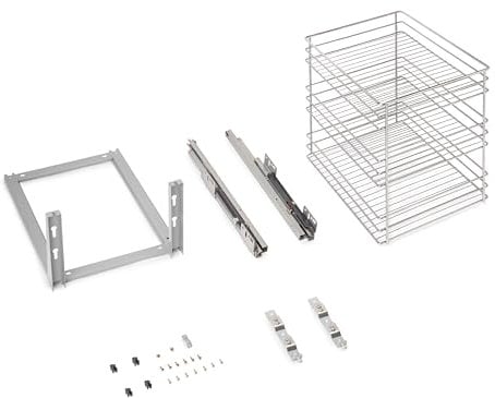 Emuca - Chariot coulissant Supra, fixation inférieure, fermeture amortie, pour modules de cuisine de 400mm, acier, chromé