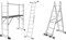 Escalera multifunción 4 en 1 de Aluminio con Plataforma Plegable con Ruedas