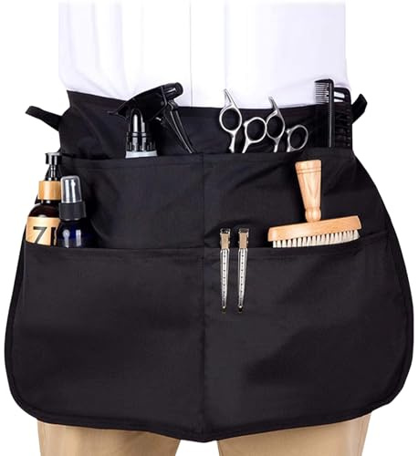 AWOCAN Half Waist Apron with 5 Pockets Professional Cleaning Apron Waterproof Hair Stylist Apron for Groomers/Pro Cleaners