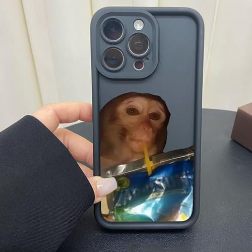 Monkey Phone Case, Funny Monkey Phone Cases, Monkey Drinking Phone Case, for iPhone 16/15/14/13/12/11 Promax (Black B,for iPhone 11Promax)